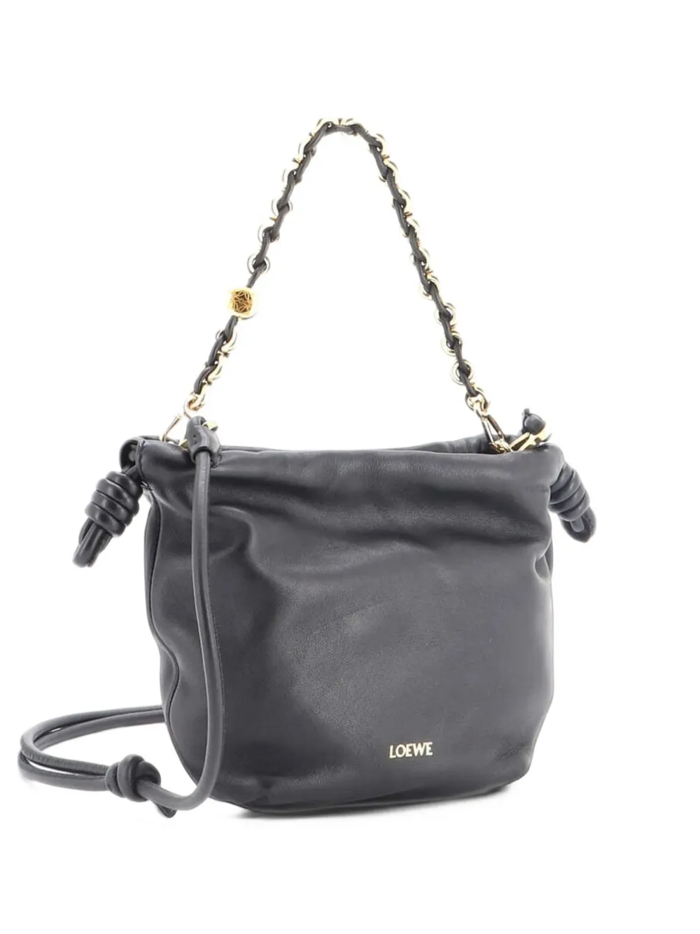 Loewe Pre-Owned Flamenco Knot Chain Purse Bag Leather Mini bucket bag in Black