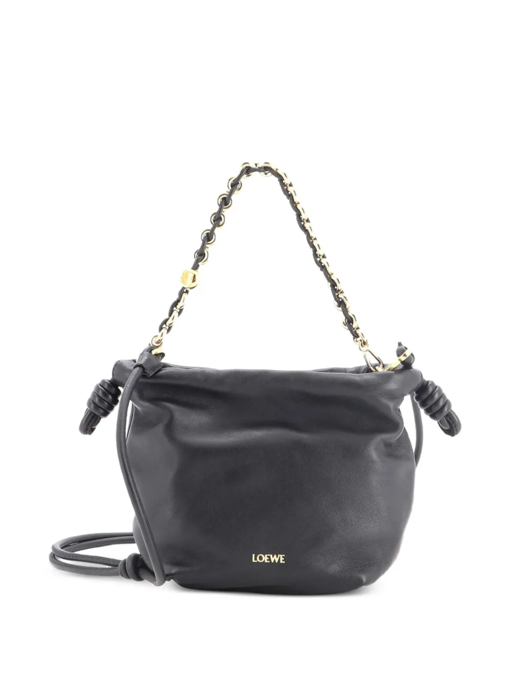Loewe Pre-Owned Flamenco Knot Chain Purse Bag Leather Mini bucket bag - Nero