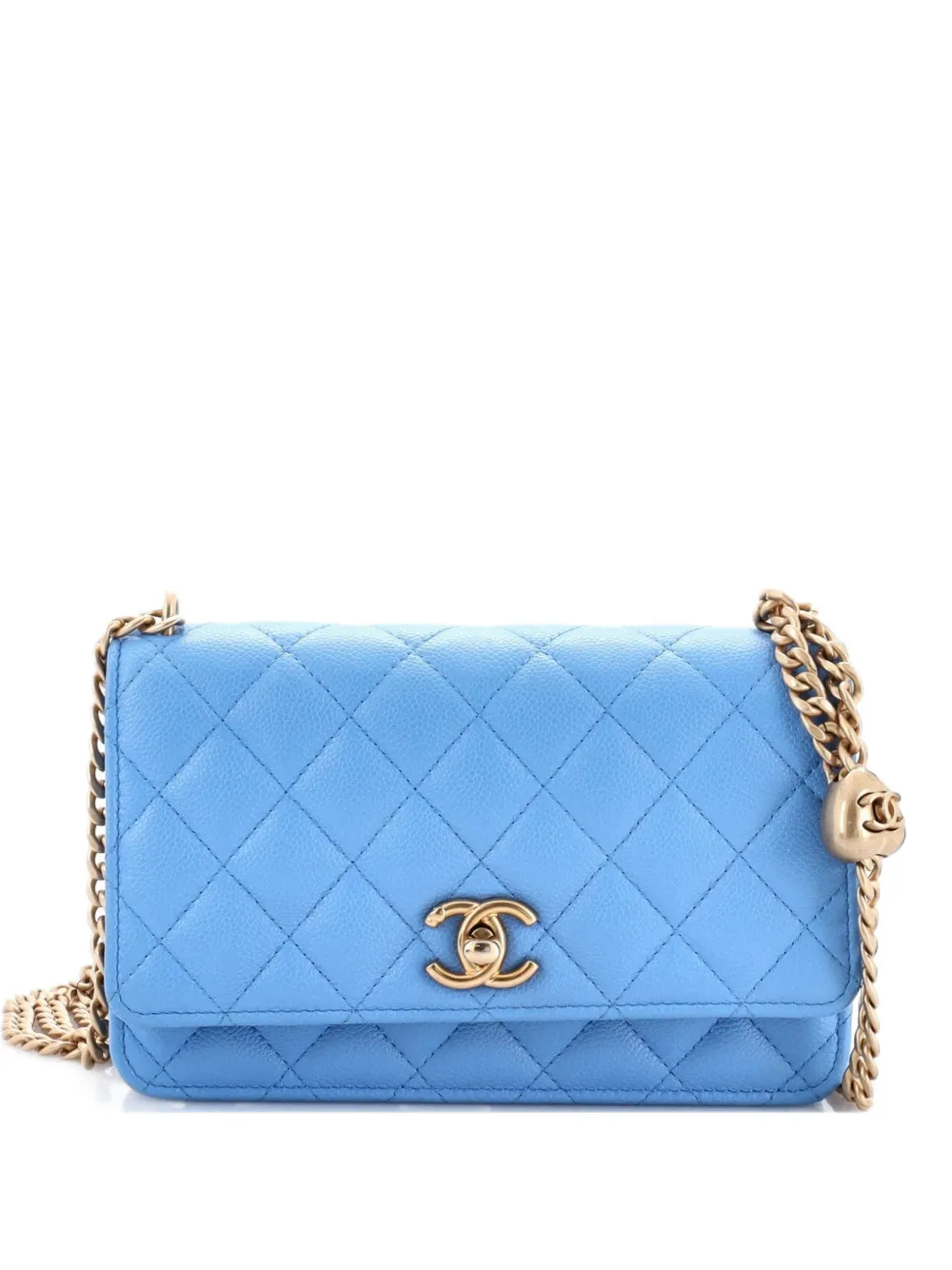 CHANEL Pre-Owned Sweet Heart Wallet on Chain Quilted Caviar crossbody bag - Blau