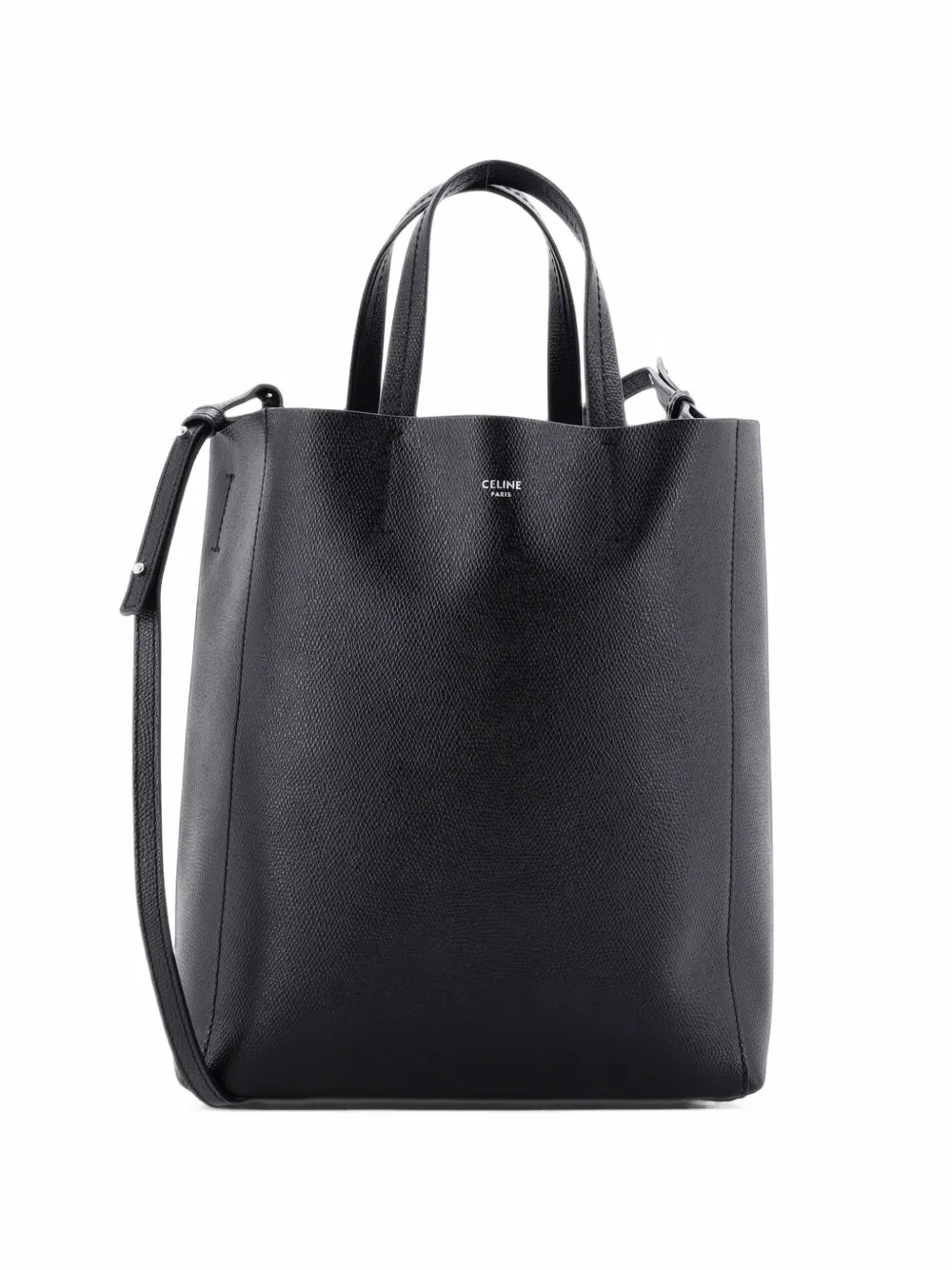Celine Pre-Owned Kleine Vertical Cabas Tote Bag aus strukturiertem Kalbsleder - Schwarz