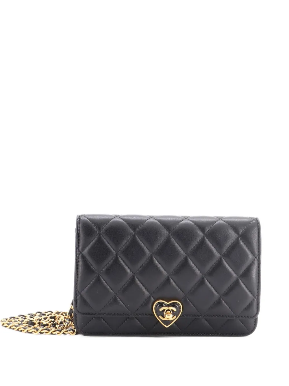 CHANEL Pre-Owned Coco Love CC Heart Wallet on Chain Quilted Lambskin crossbody bag - Schwarz
