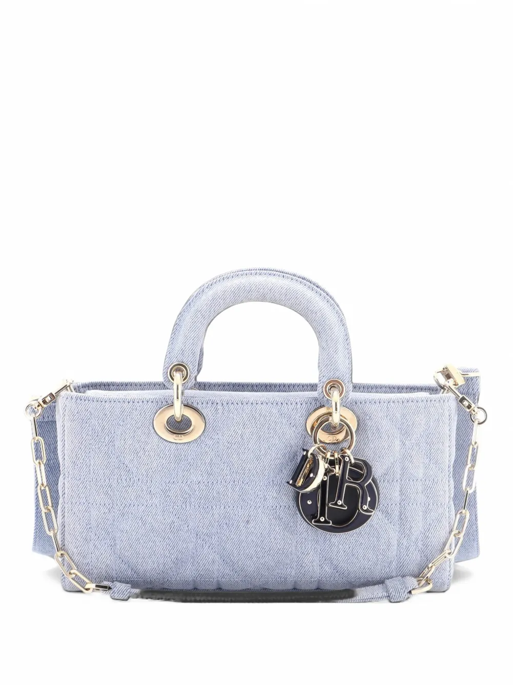 Christian Dior Pre-Owned Lady D-Joy Bag Macrocannage Quilt Denim Medium satchel - Blue