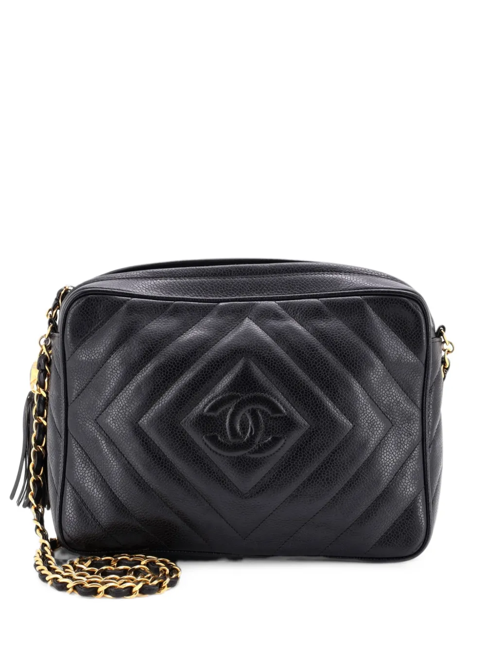 CHANEL Pre-Owned Diamond CC Camera Bag Quilted Caviar Small crossbody bag - Black