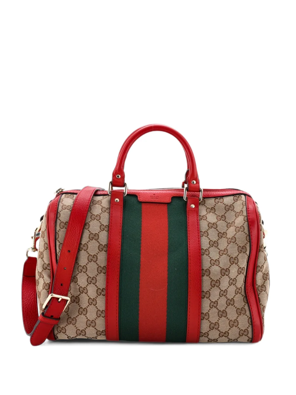 Gucci Pre-Owned Vintage Web Boston Bag GG Canvas Medium satchel - Braun