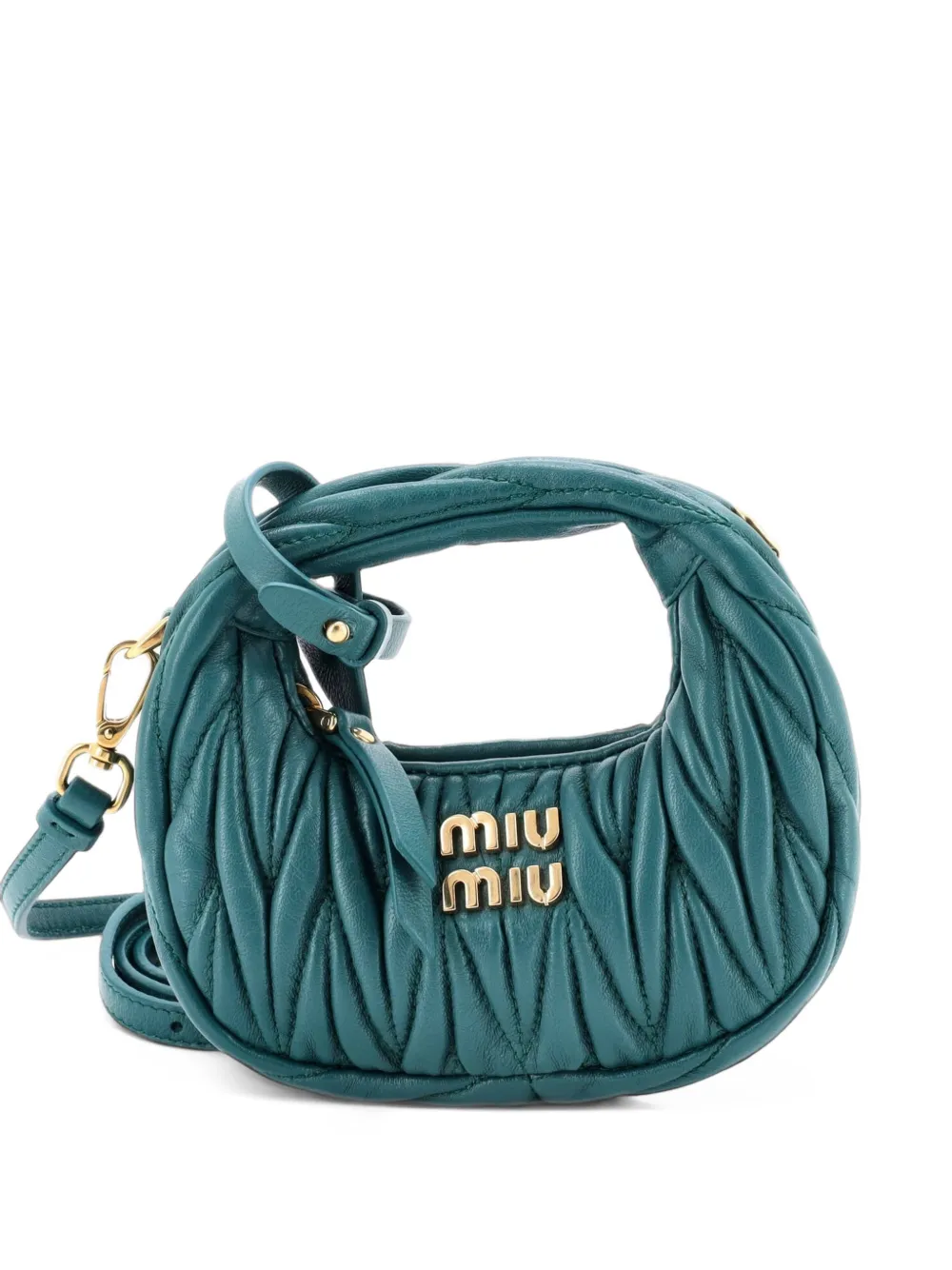 Miu Miu Pre-Owned Wander Matelasse Leather Micro hobo bag - Grün
