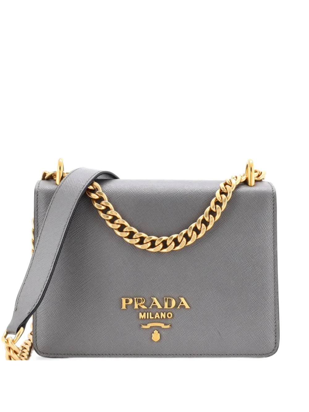 Prada Pre-Owned Chain Flap Bag Saffiano Leather Small crossbody bag - Grau