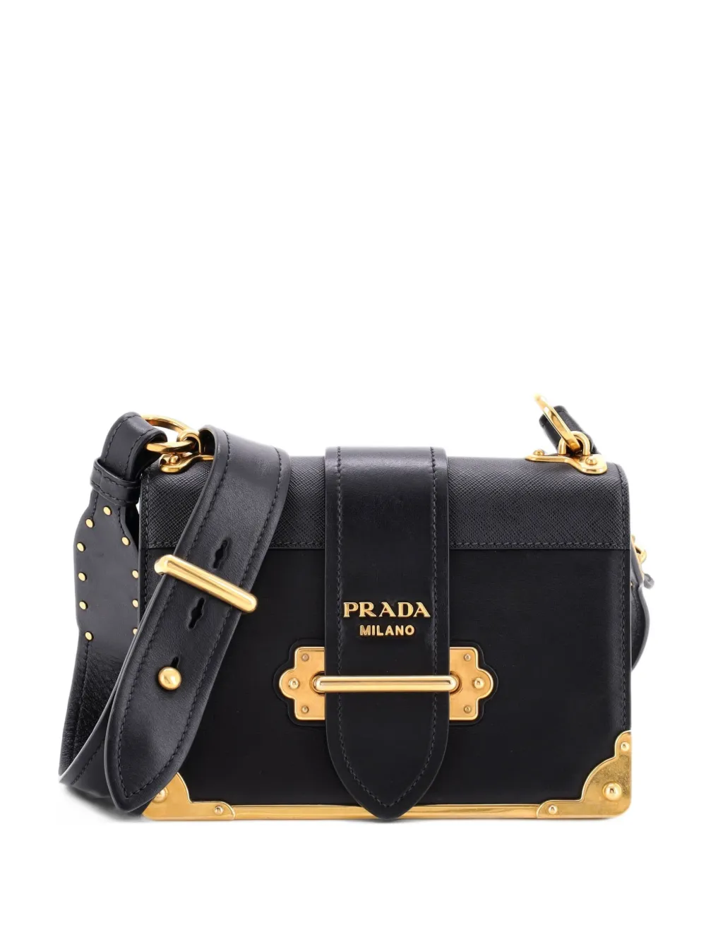 Prada Pre-Owned Cahier Leather and Saffiano Leather Small crossbody bag - Nero