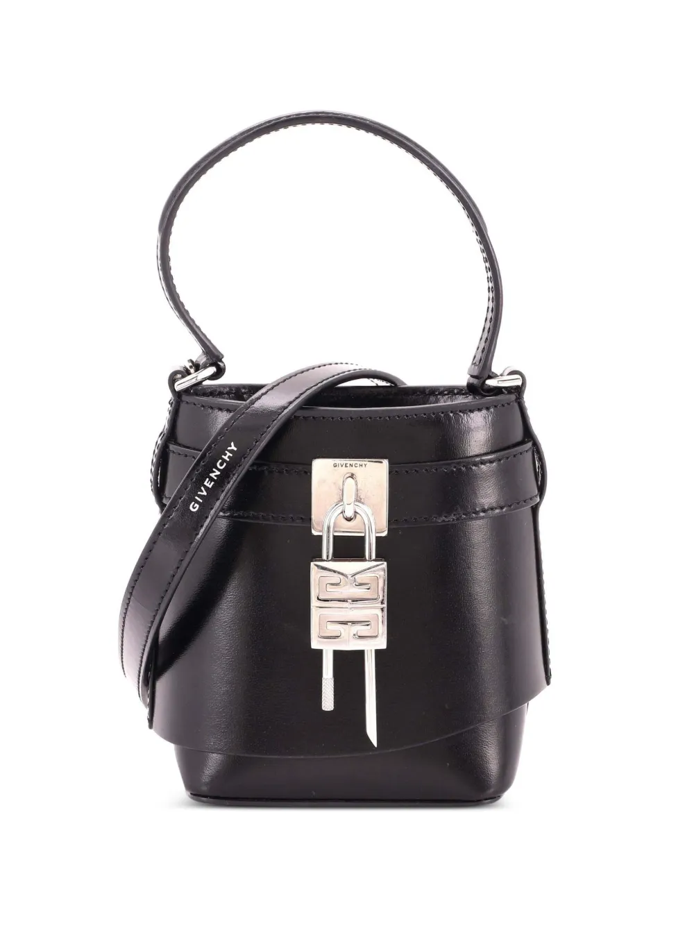 Givenchy Pre-Owned GV Shark Lock Leather Micro bucket bag - Nero