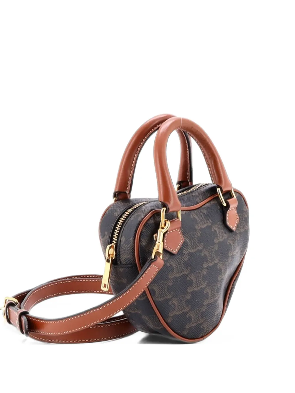Celine Pre-Owned Heart Bag Triomphe Coated Canvas Medium crossbody bag - Marrone