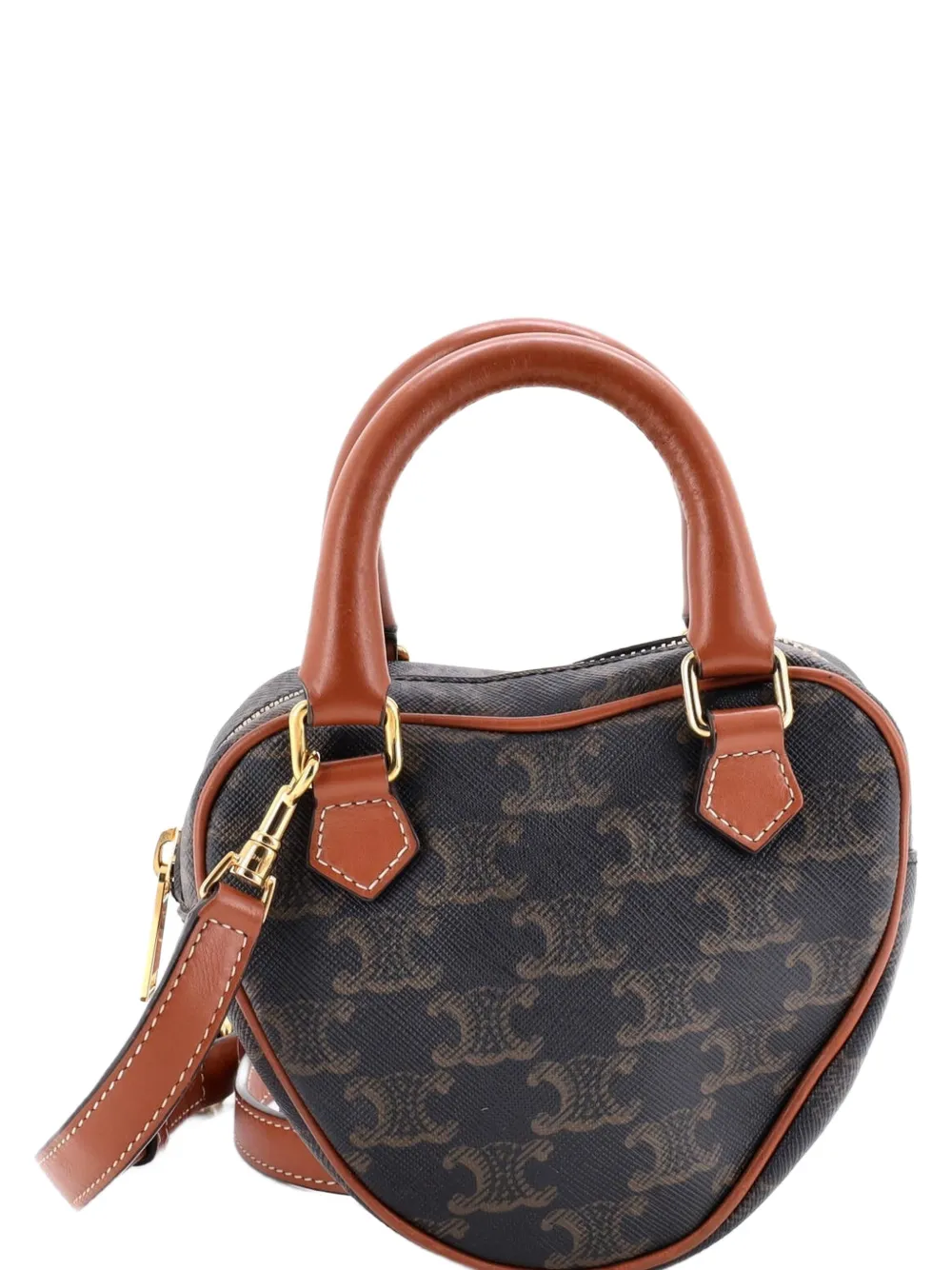 Celine Pre-Owned Heart Bag Triomphe Coated Canvas Medium crossbody bag - Marrone