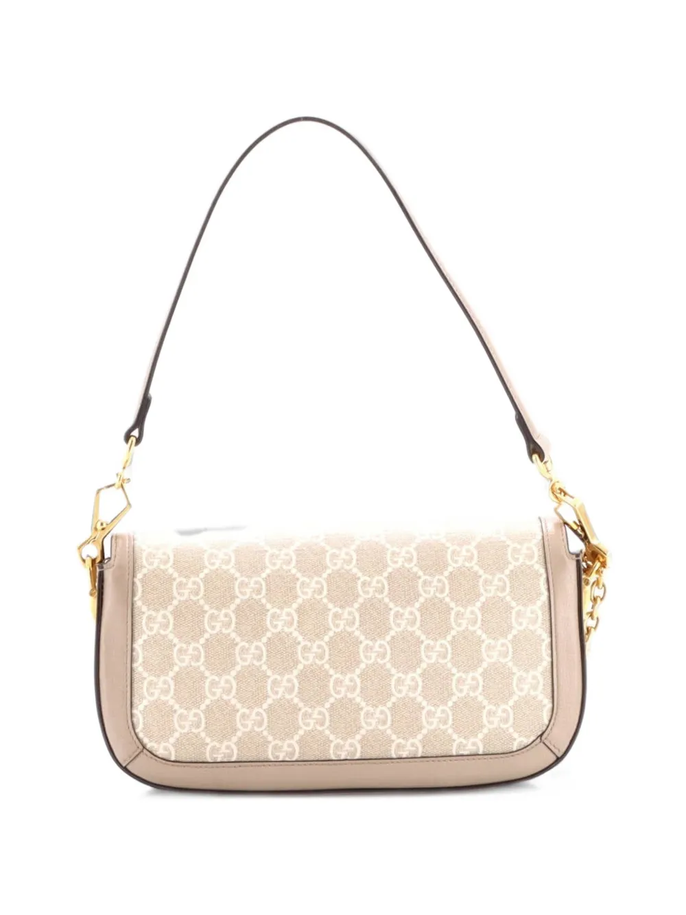 Gucci Pre-Owned Horsebit 1955 Shoulder Bag GG Coated Canvas with Leather East West crossbody bag - Neutrals