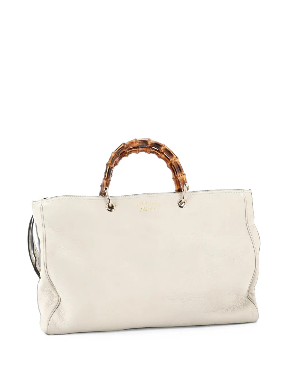 Gucci Pre-Owned Bamboo Shopper Leather Large tote bag - White