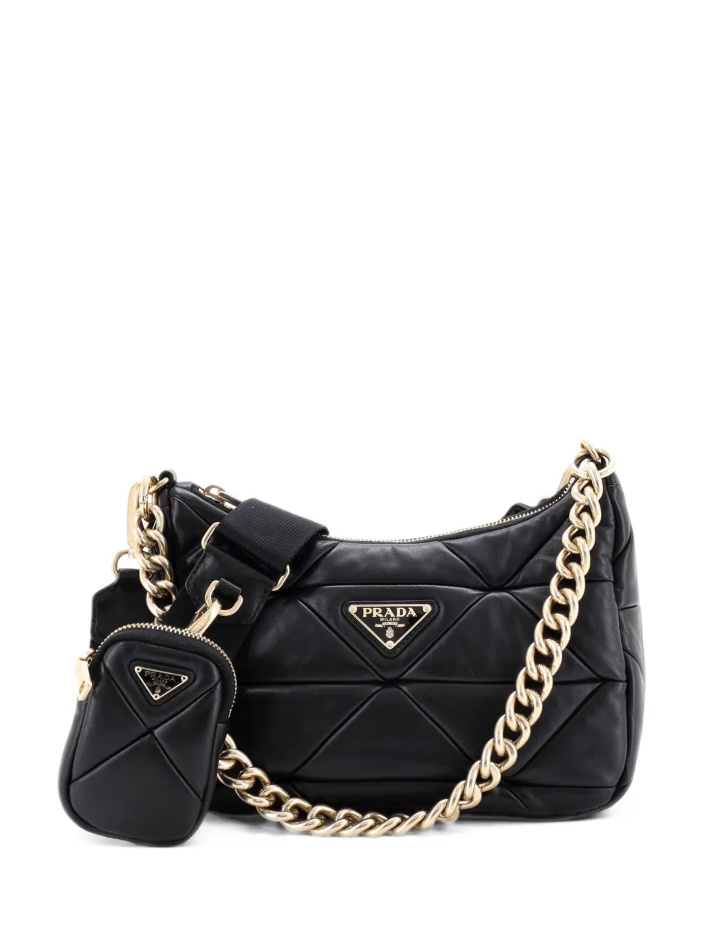 Prada Pre-Owned System Re-Edition Shoulder Bag Quilted Nappa Leather Small hobo bag in Black