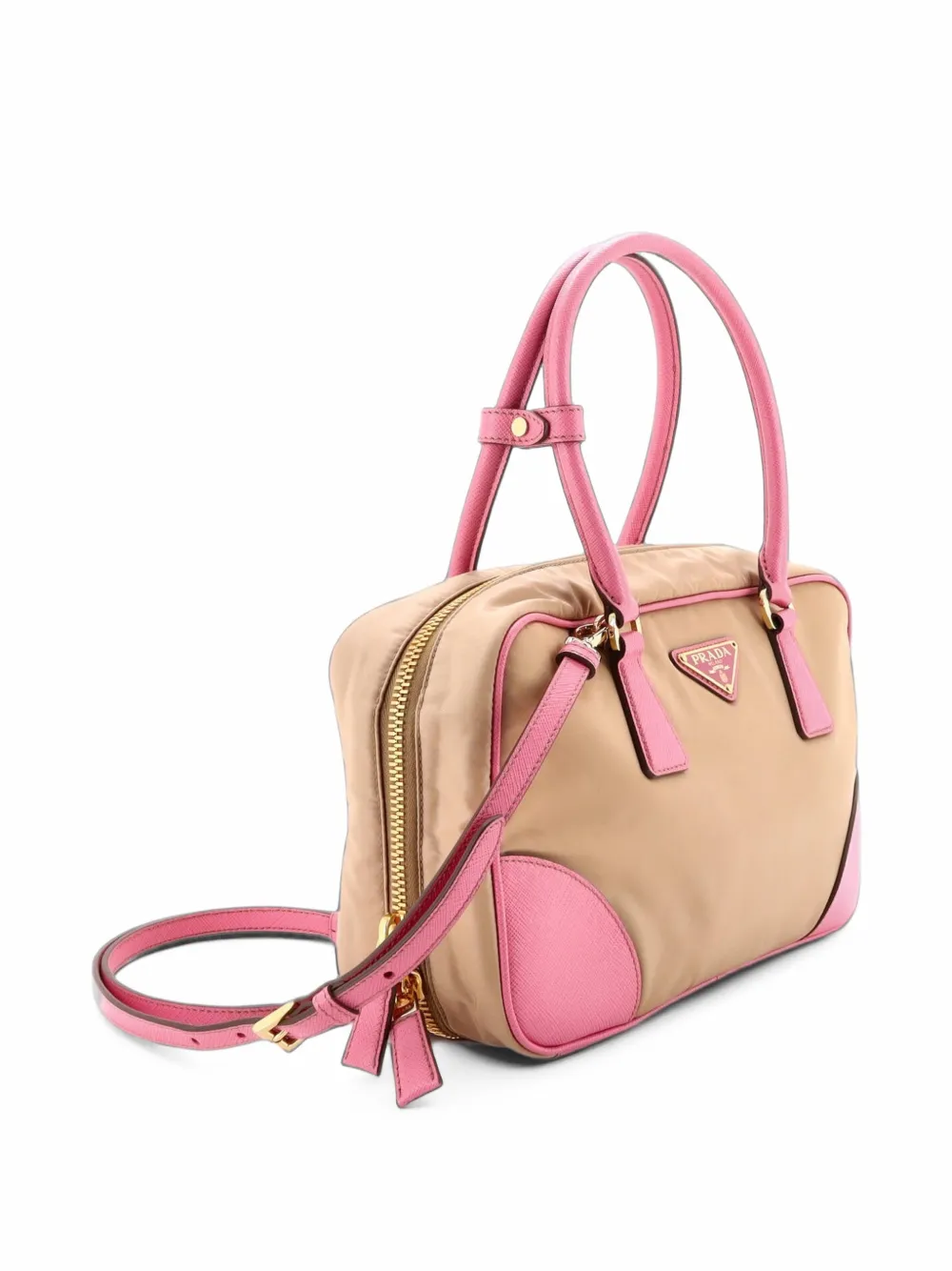 Prada Pre-Owned Re-Edition 1978 Bauletto Bag Re-Nylon with Saffiano Leather Medium tote bag - Rosa