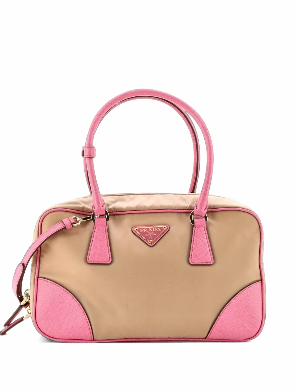Prada Pre-Owned Re-Edition 1978 Bauletto Bag Re-Nylon with Saffiano Leather Medium tote bag - Rosa