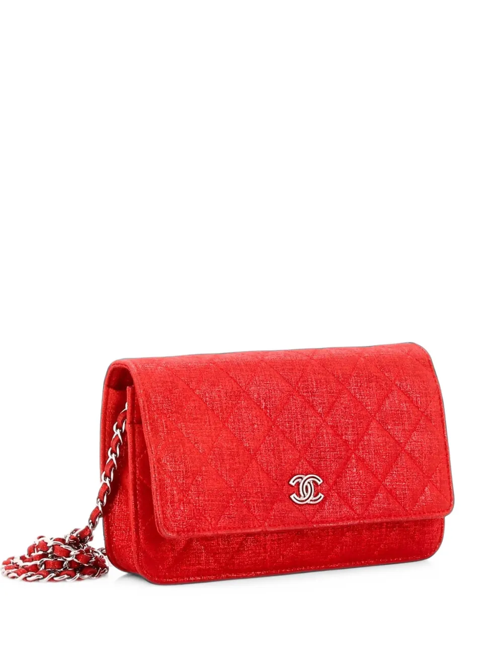 CHANEL Pre-Owned Wallet on Chain Quilted Glitter Fabric crossbody bag - Rot