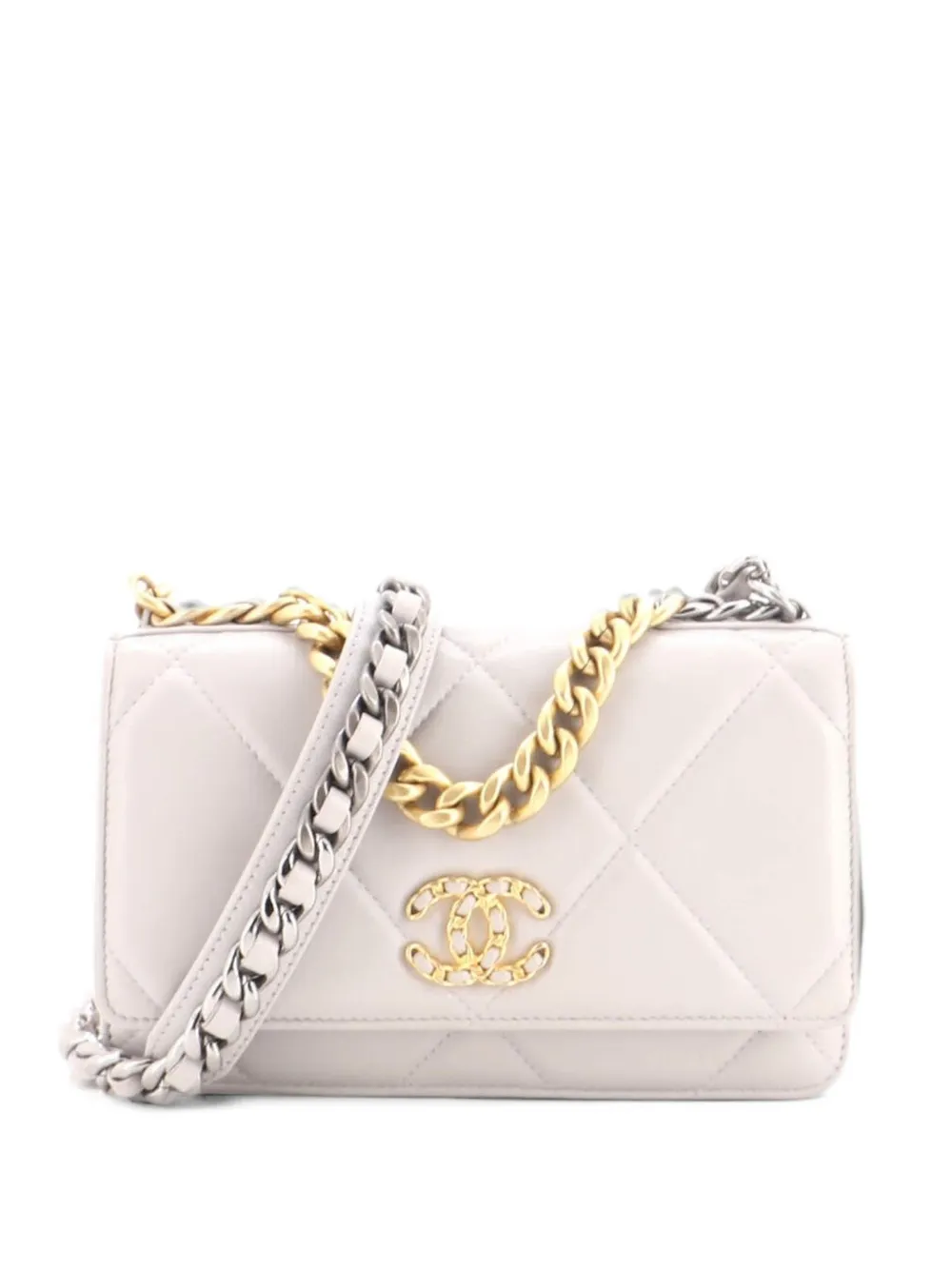 CHANEL Pre-Owned 19 Wallet on Chain Quilted Lambskin crossbody bag - Grau