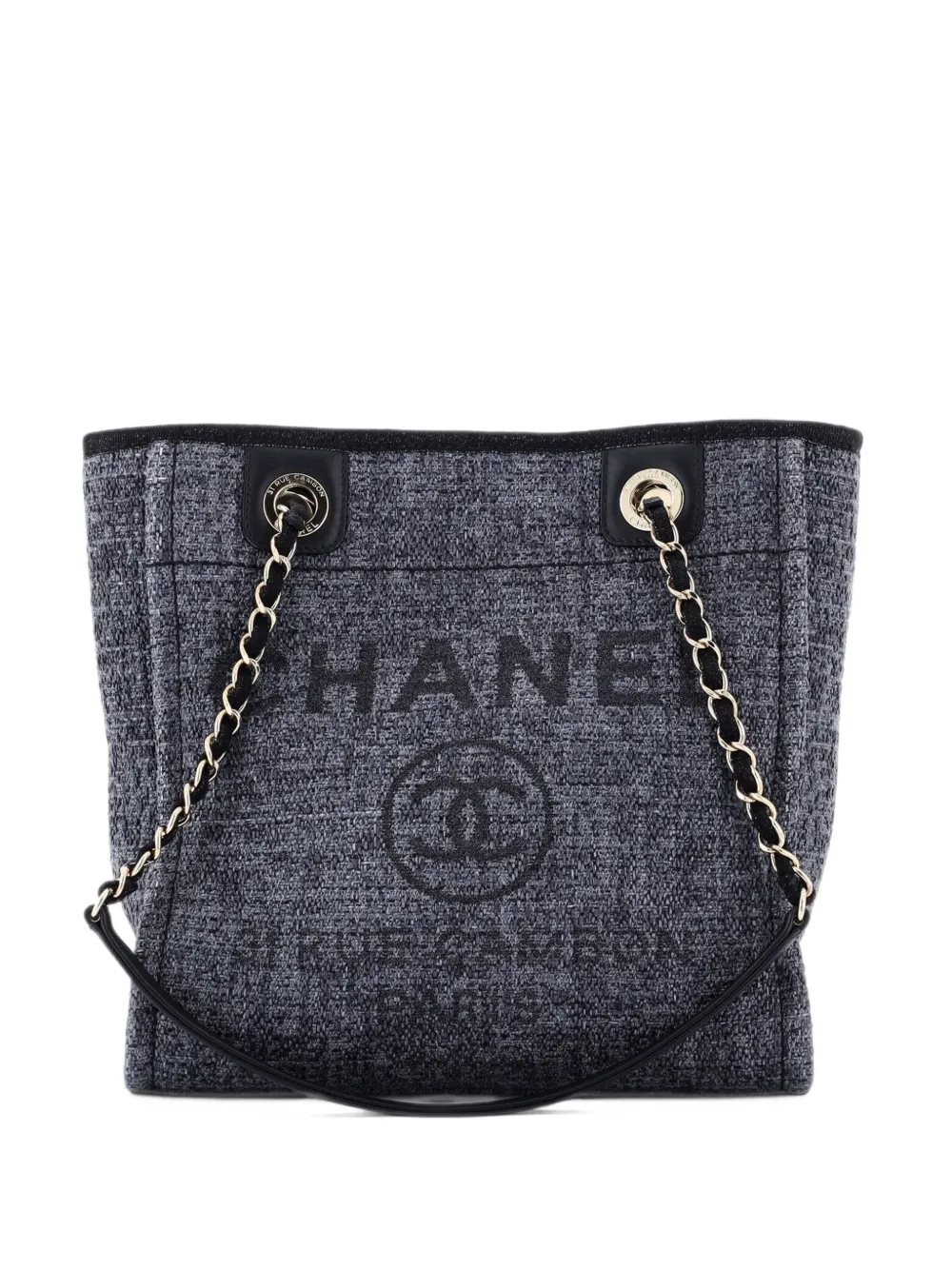 CHANEL Pre-Owned North South Deauville Tote Raffia with Glitter Detail Small shoulder bag - Black