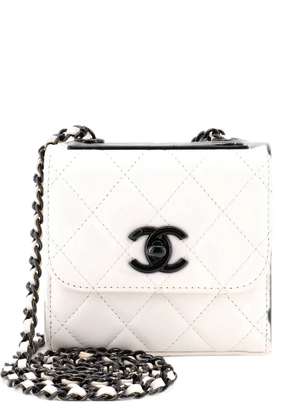 CHANEL Pre-Owned Trendy CC Clutch with Chain Quilted Lambskin Small crossbody bag - White
