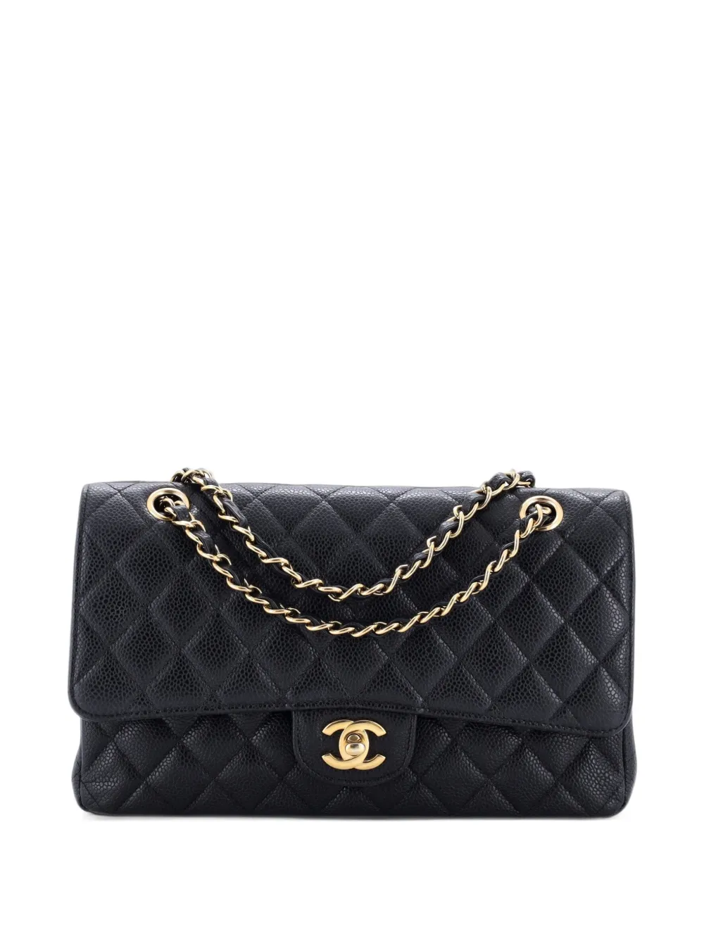 CHANEL Pre-Owned Classic Double Flap Bag Quilted Caviar Medium shoulder bag - Black