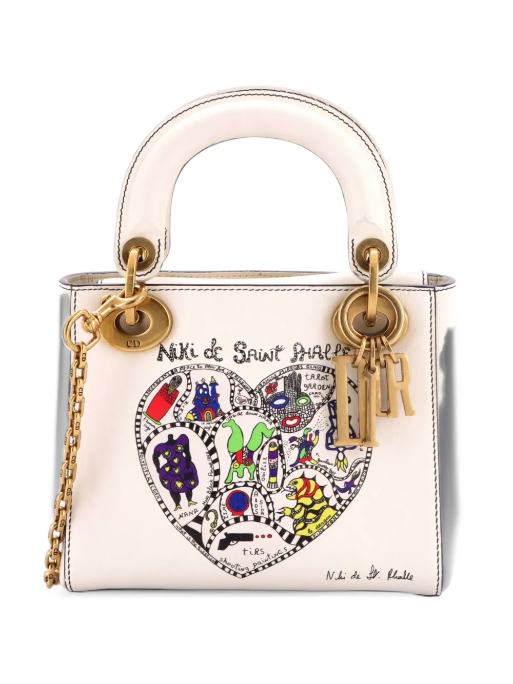 Christian Dior Pre-Owned Lady Dior Chain Bag Limited Edition Niki de Saint Phalle Printed Leather Mini tote bag - Nude