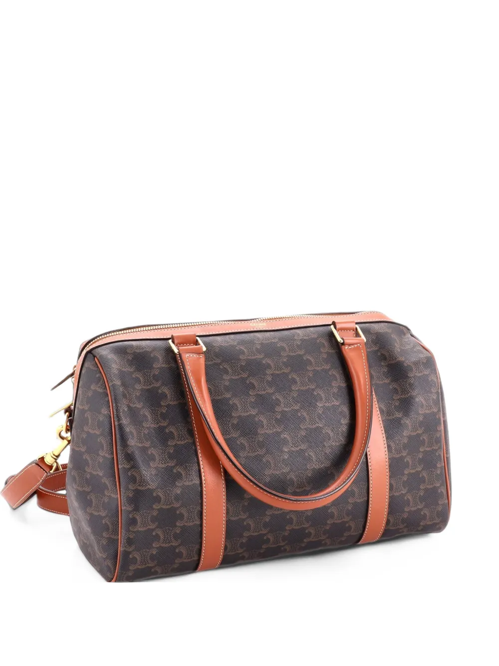 Celine Pre-Owned Boston Bag Triomphe Coated Canvas Large handbag - Braun