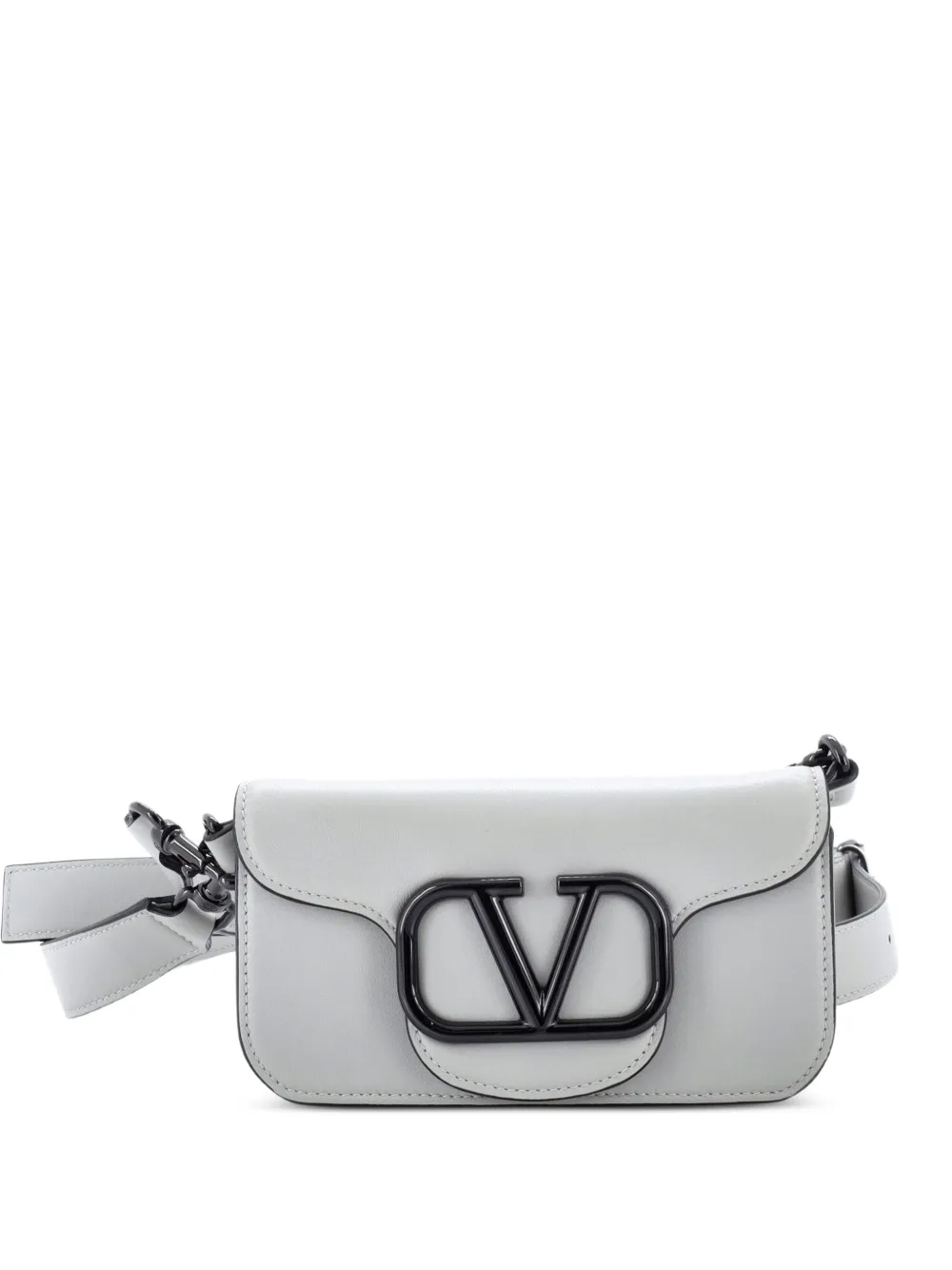 Valentino Garavani Pre-Owned VLogo Loco Flap Leather Small shoulder bag - Toni neutri