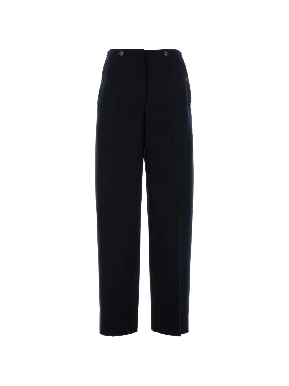 Ferragamo button-detailing virgin-wool straight trousers - Blue