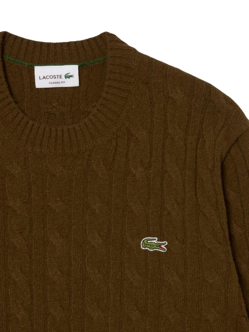 Lacoste cable-knit logo-patch sweater Bruin