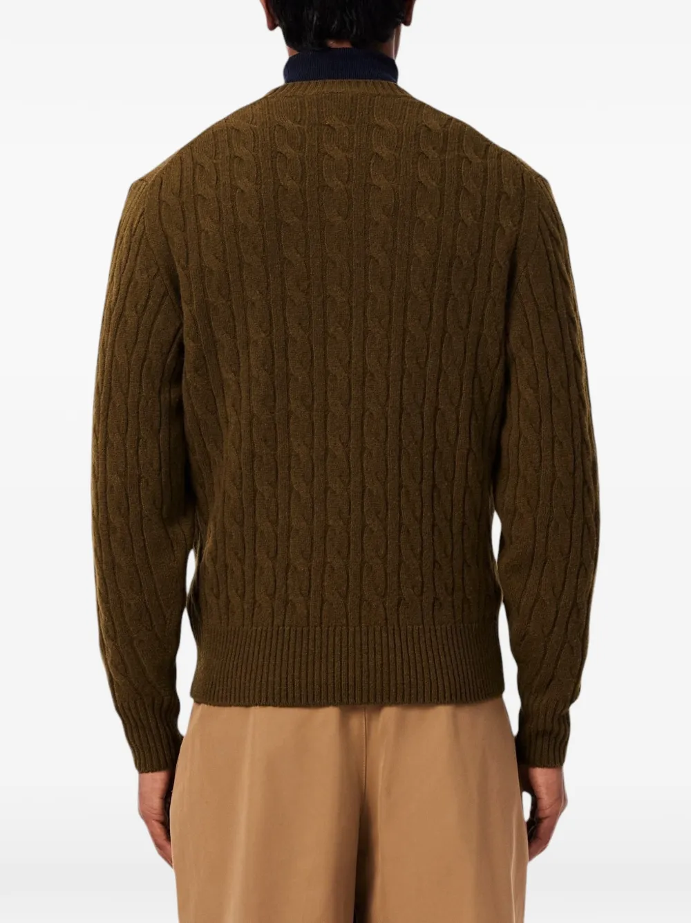 Lacoste cable-knit logo-patch sweater Bruin
