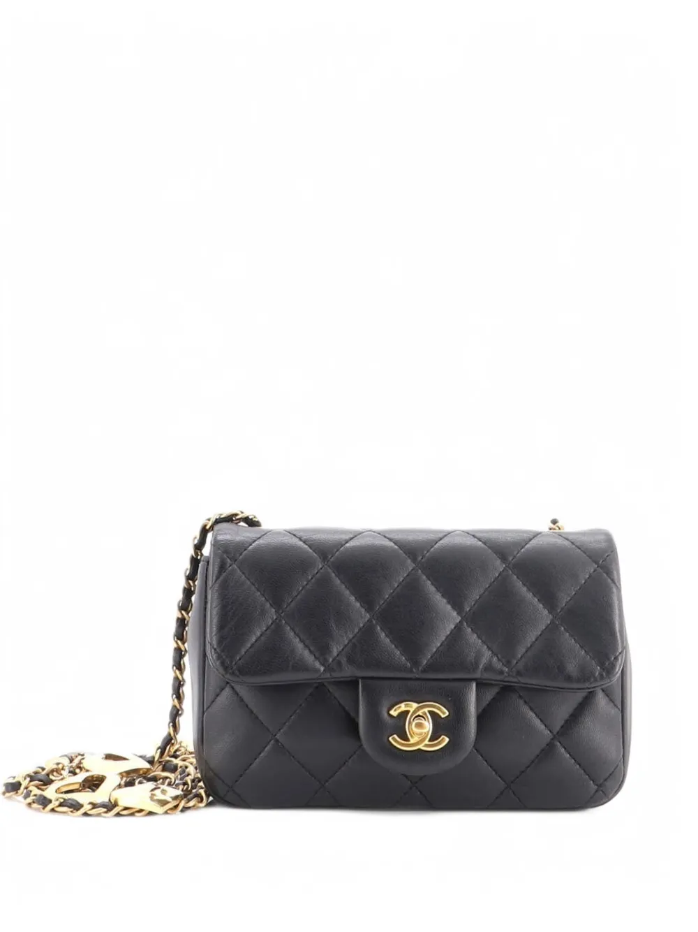 CHANEL Pre-Owned Heart Charms Flap Bag Quilted Lambskin Mini crossbody bag - Black