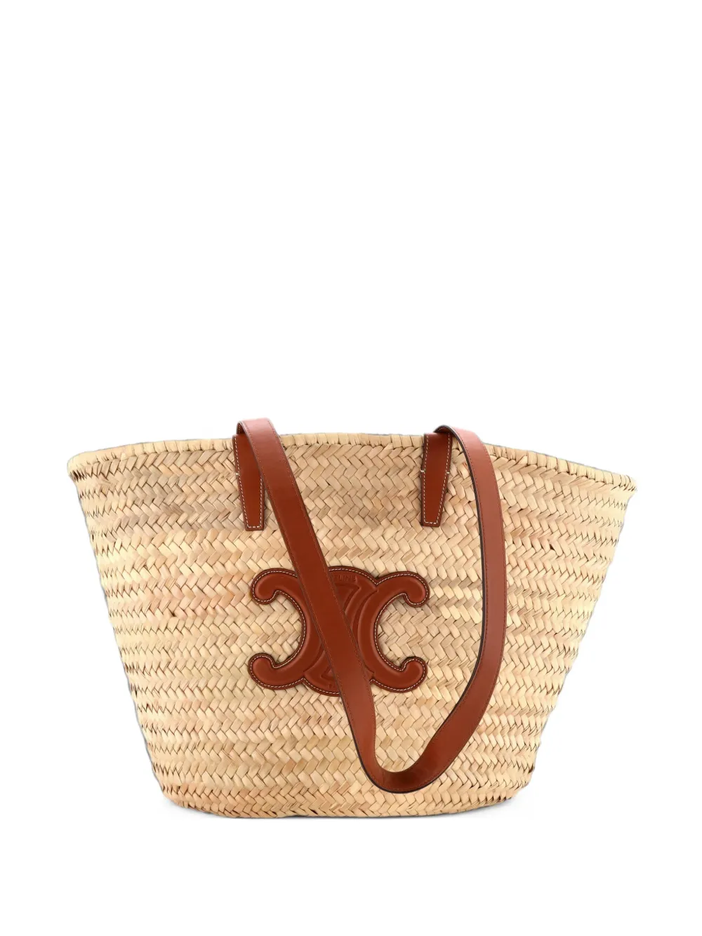 Celine Pre-Owned Triomphe Basket Raffia with Leather Large shoulder bag - Neutrals
