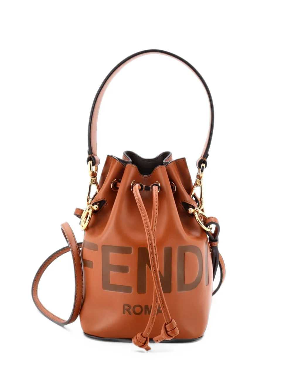Fendi Pre-Owned Logo Mon Tresor Leather Mini bucket bag - Braun