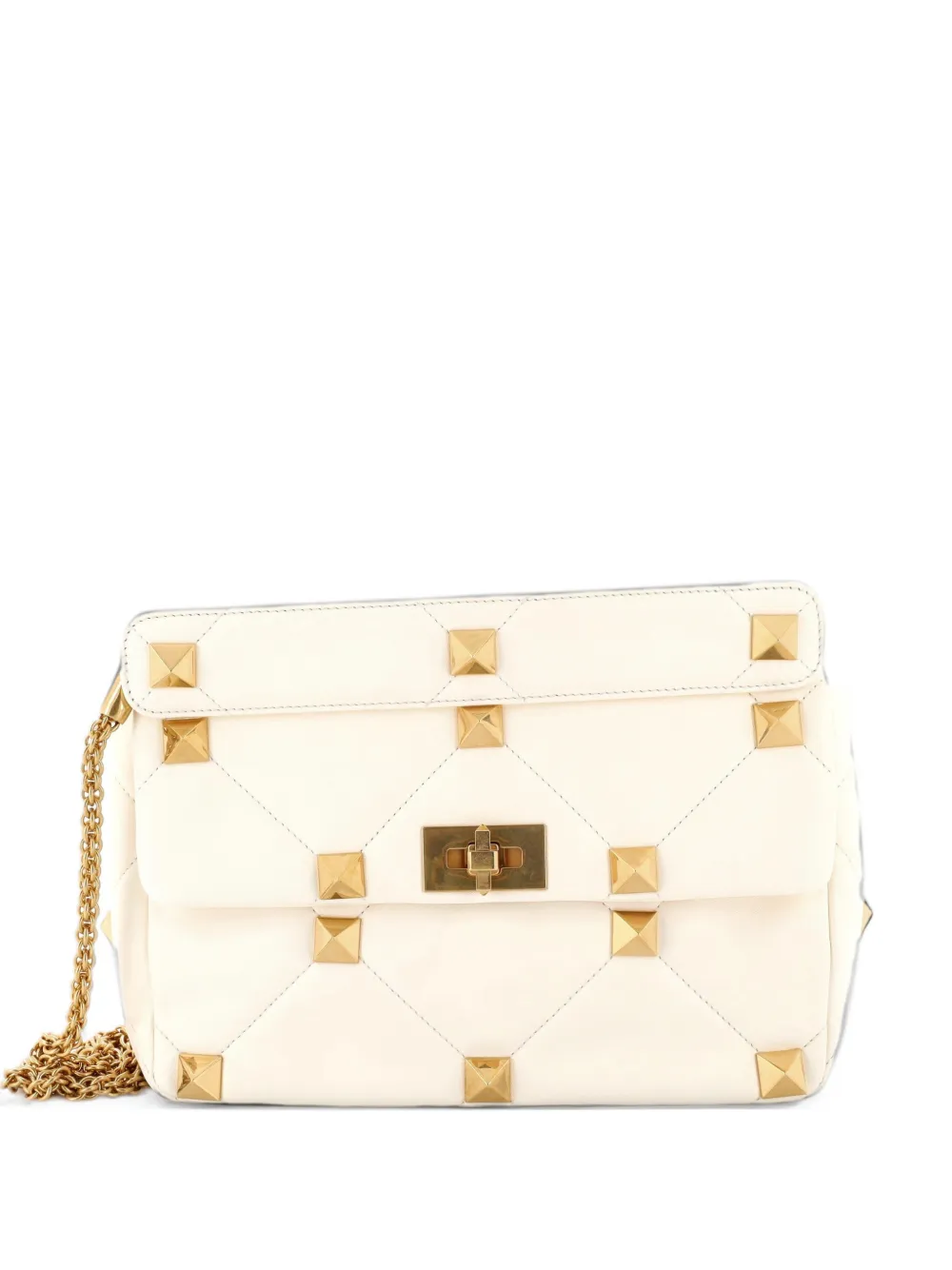Valentino Garavani Pre-Owned Große Roman Stud Flap Bag Umhängetasche mit Steppung - Weiß