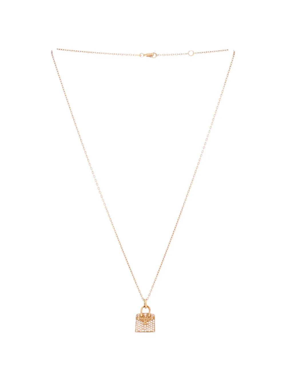 Hermès Pre-Owned Birkin Amulette Pendant 18K Rose Gold and Diamonds necklace - Rosa