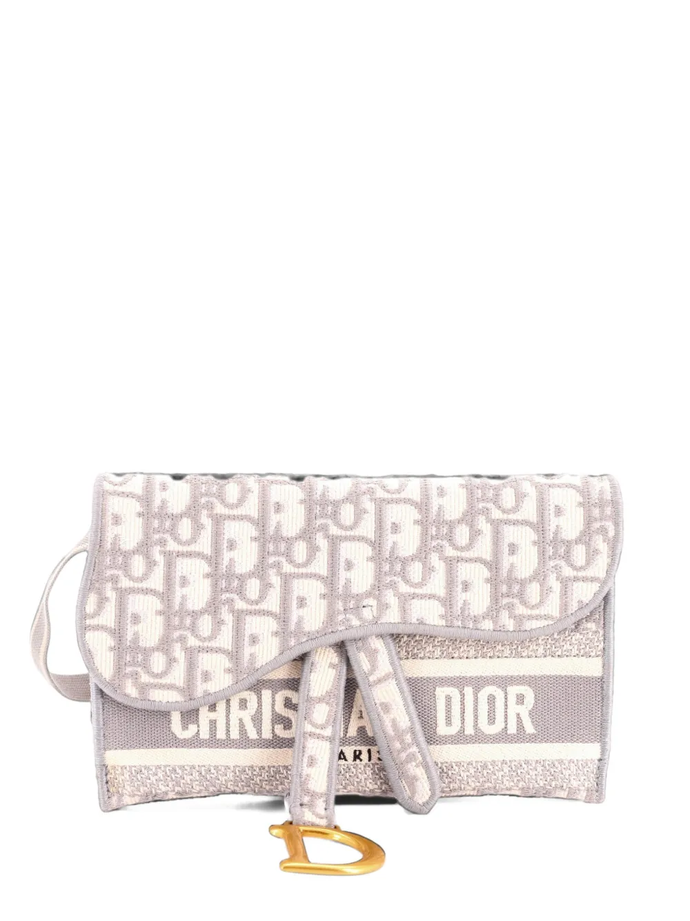 Christian Dior Pre-Owned Saddle Oblique Gürteltasche aus Canvas mit Logo-Stickerei - Grau