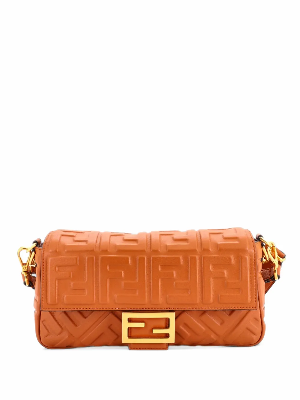 Fendi Pre-Owned Baguette NM Bag Zucca Embossed Leather Medium crossbody bag - Braun
