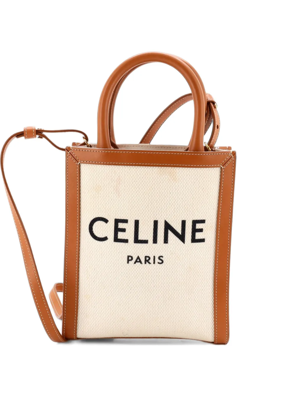 Celine Pre-Owned Vertical Cabas Canvas with Leather Mini tote bag - Brown