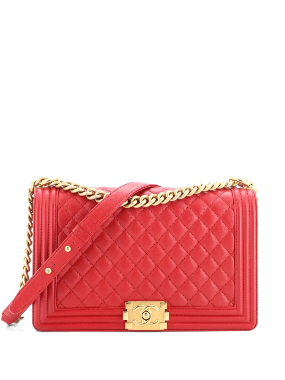 CHANEL Pre-Owned Boy Flap Bag Quilted Calfskin New Medium shoulder bag - Red