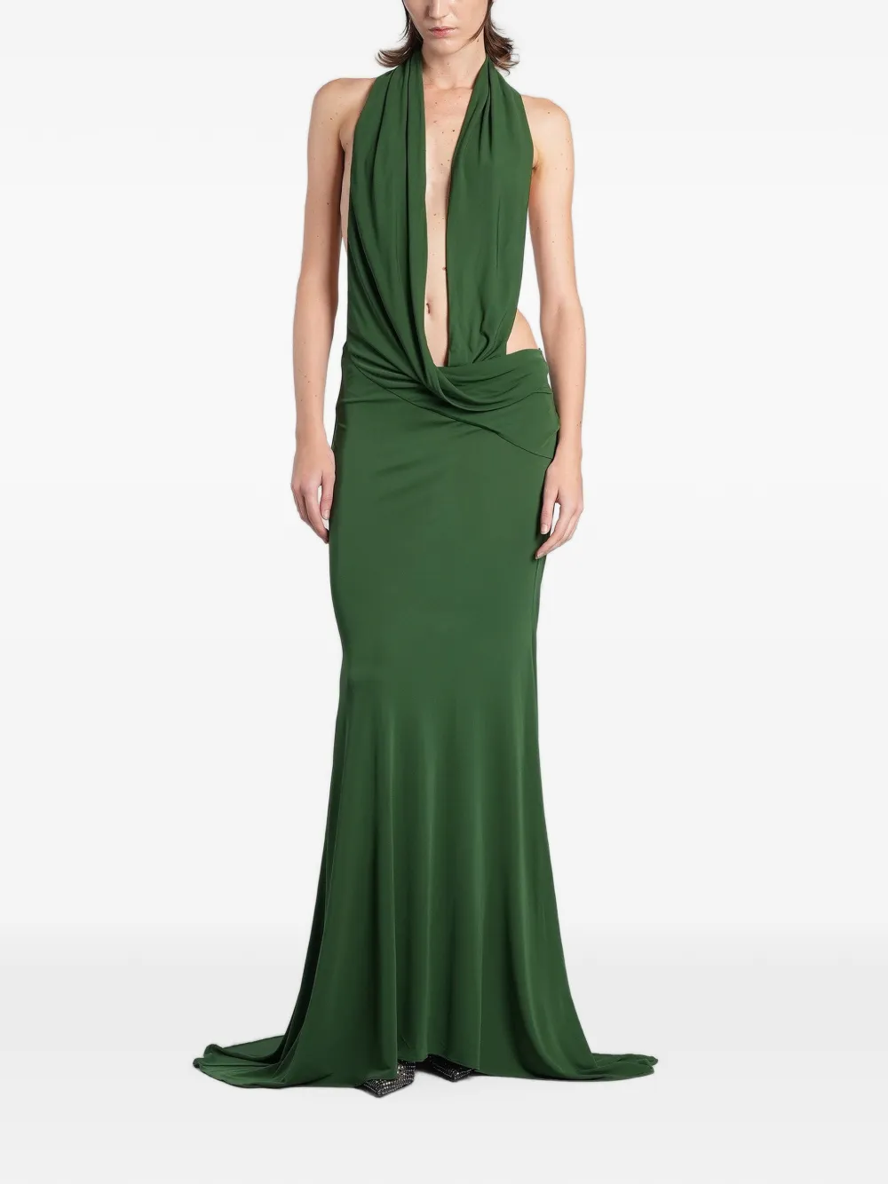 Alex Perry halterneck draped maxi dress - Verde