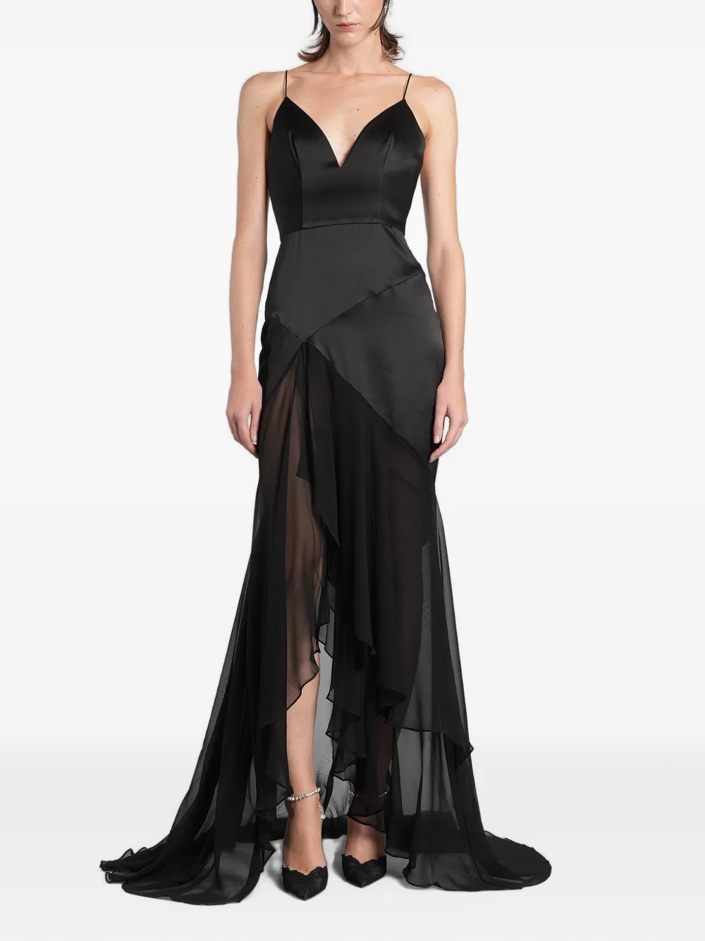 Alex Perry Maxi-jurk met ruches en vlakken Zwart
