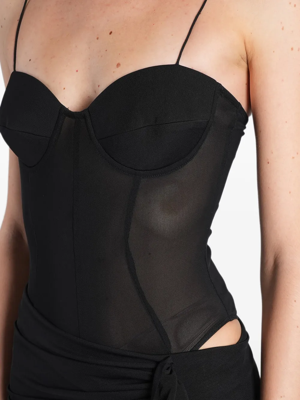 Alex Perry sheer-panelled bodysuit Zwart