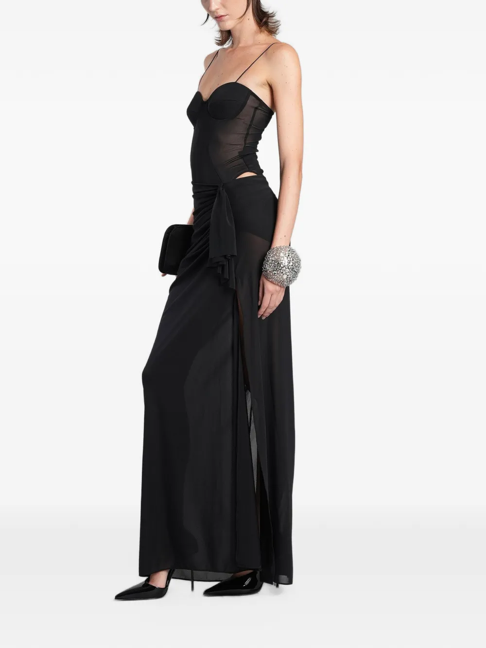 Alex Perry sheer-panelled bodysuit Zwart