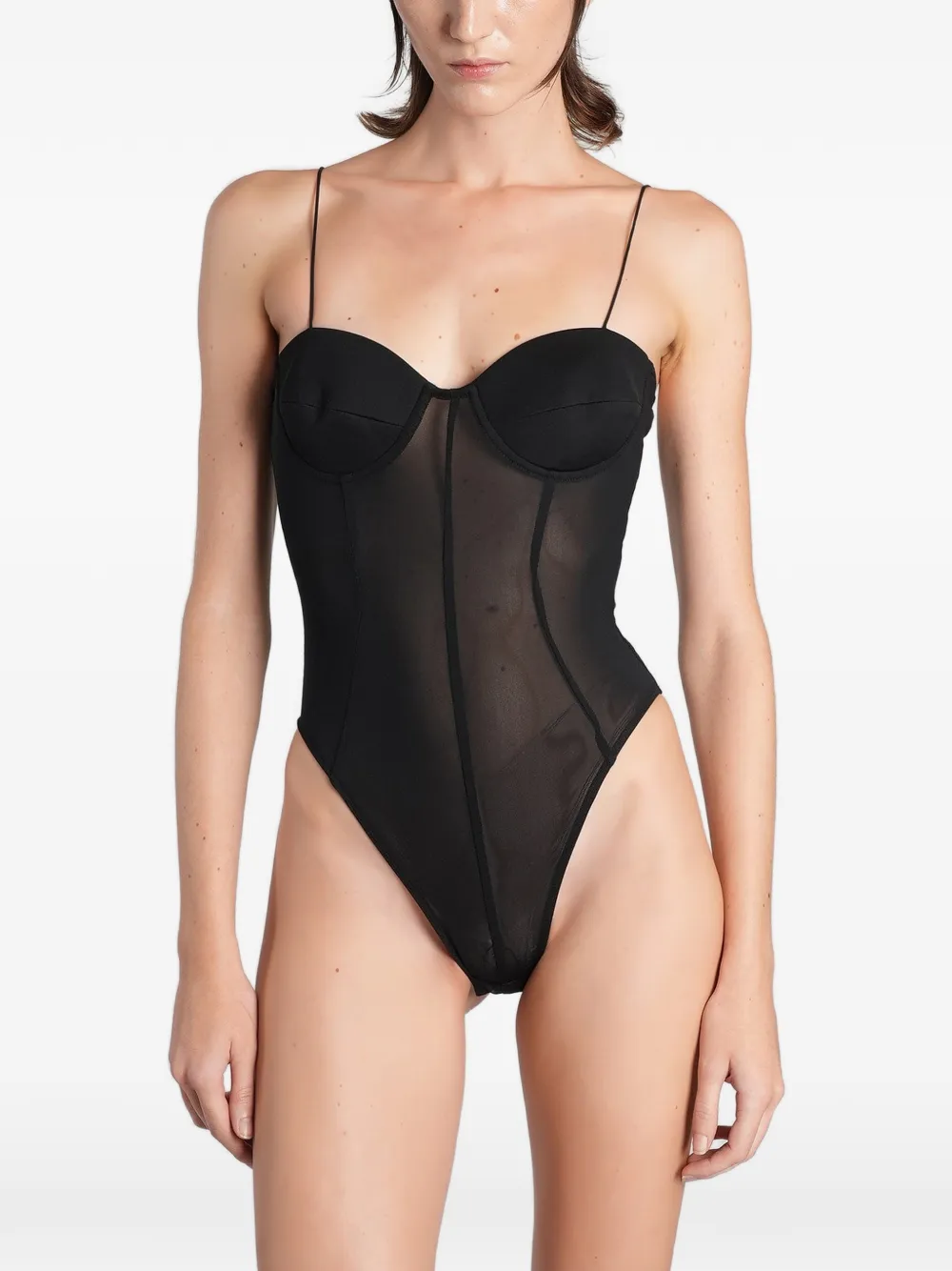 Alex Perry sheer-panelled bodysuit Zwart