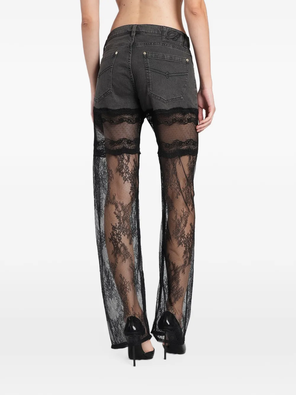Blumarine lace-panelled jeans Zwart