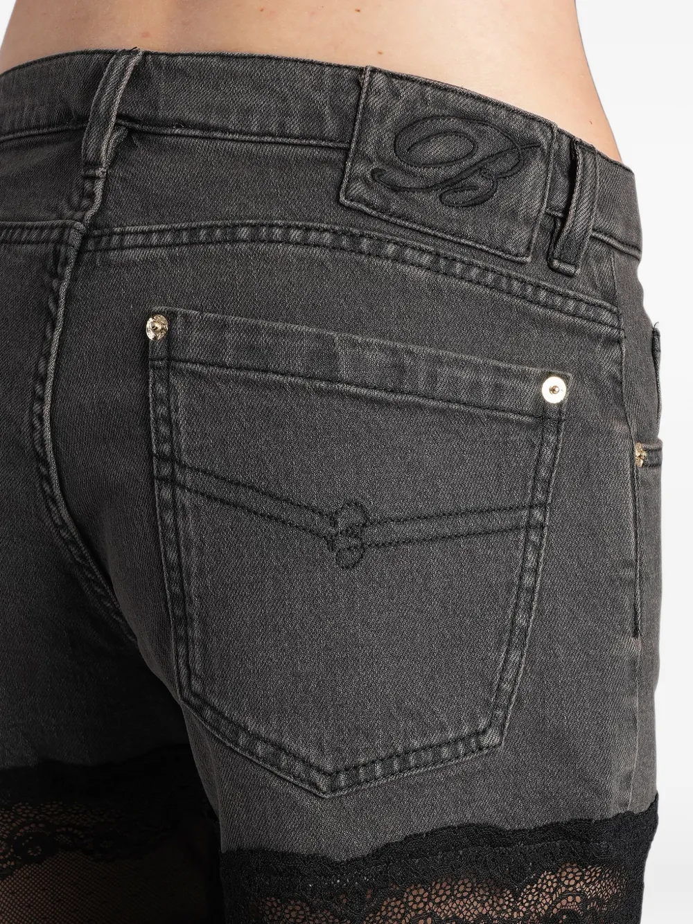 Blumarine lace-panelled jeans Zwart
