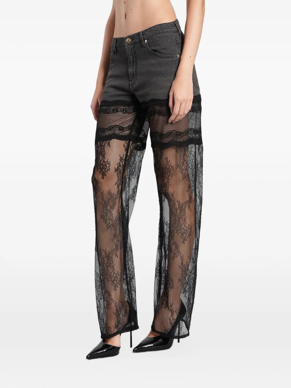 Blumarine lace-panelled jeans Zwart