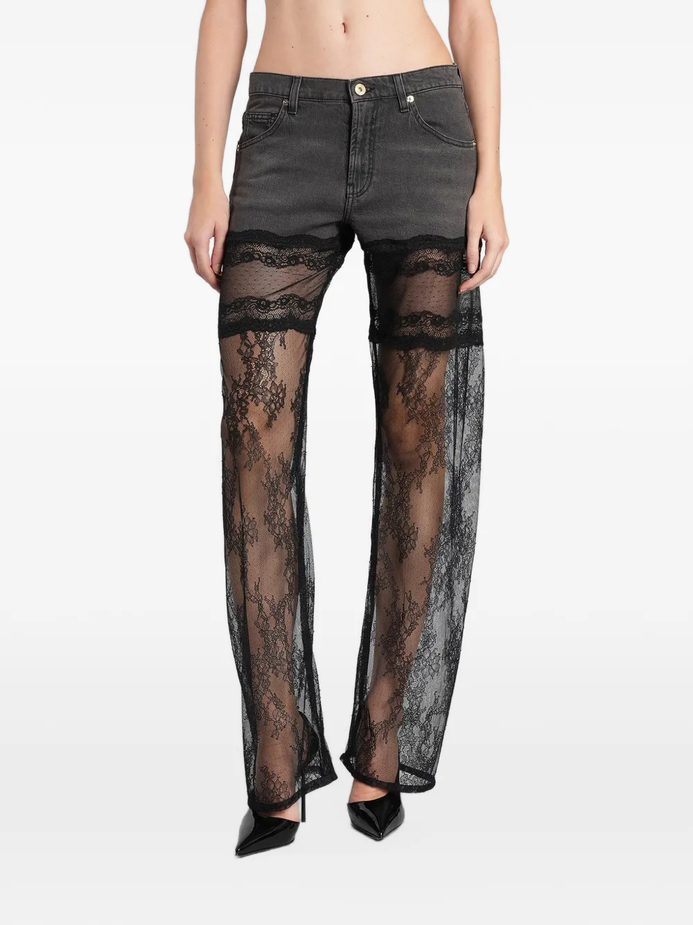 Blumarine lace-panelled jeans Zwart