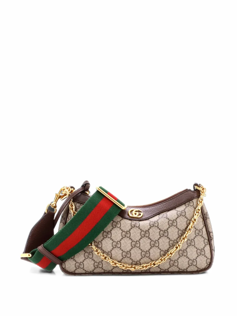 Gucci Pre-Owned Kleine Ophidia GG Umhängetasche aus beschichtetem Canvas mit Anhänger - Braun