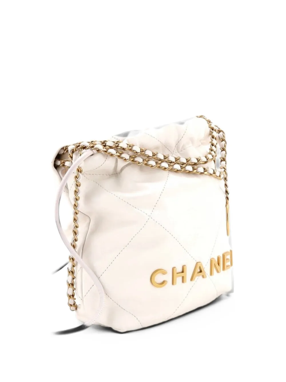 CHANEL Pre-Owned 22 Chain Hobo Quilted Calfskin Mini crossbody bag - Weiß